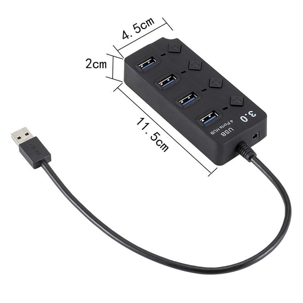 USB 3.0 Hub Multifunctional 4 Ports USB Adapter Splitter with On/Off Switch