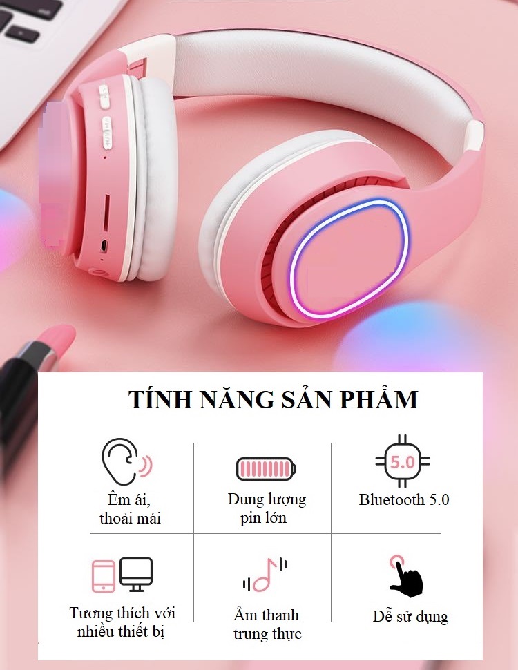 Tai Nghe Bluetooth️ Chụp Tai Dung Lượng Pin Lớn Thiết Kế Nhỏ Gọn, Độc Đáo K6131