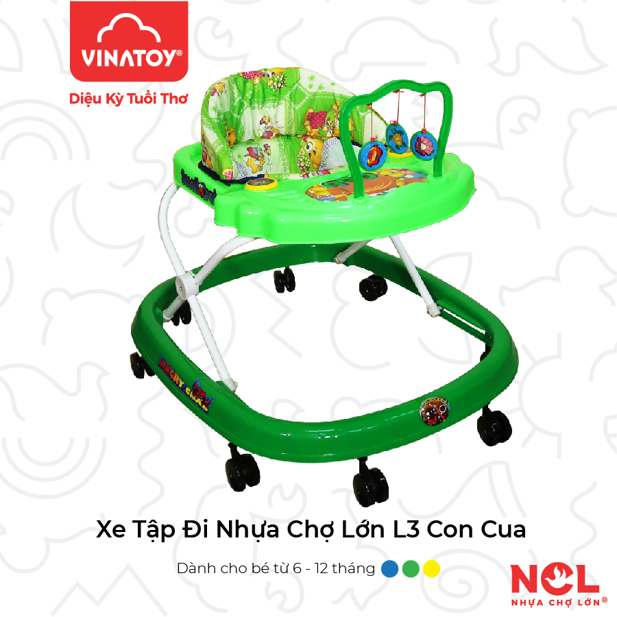 Xe Tập Đi Trẻ Em Nhựa Chợ Lớn L3 Con Cua (Không nhạc) - Dành Cho Bé Từ 6 - 12 Tháng - M1393A-XTĐ