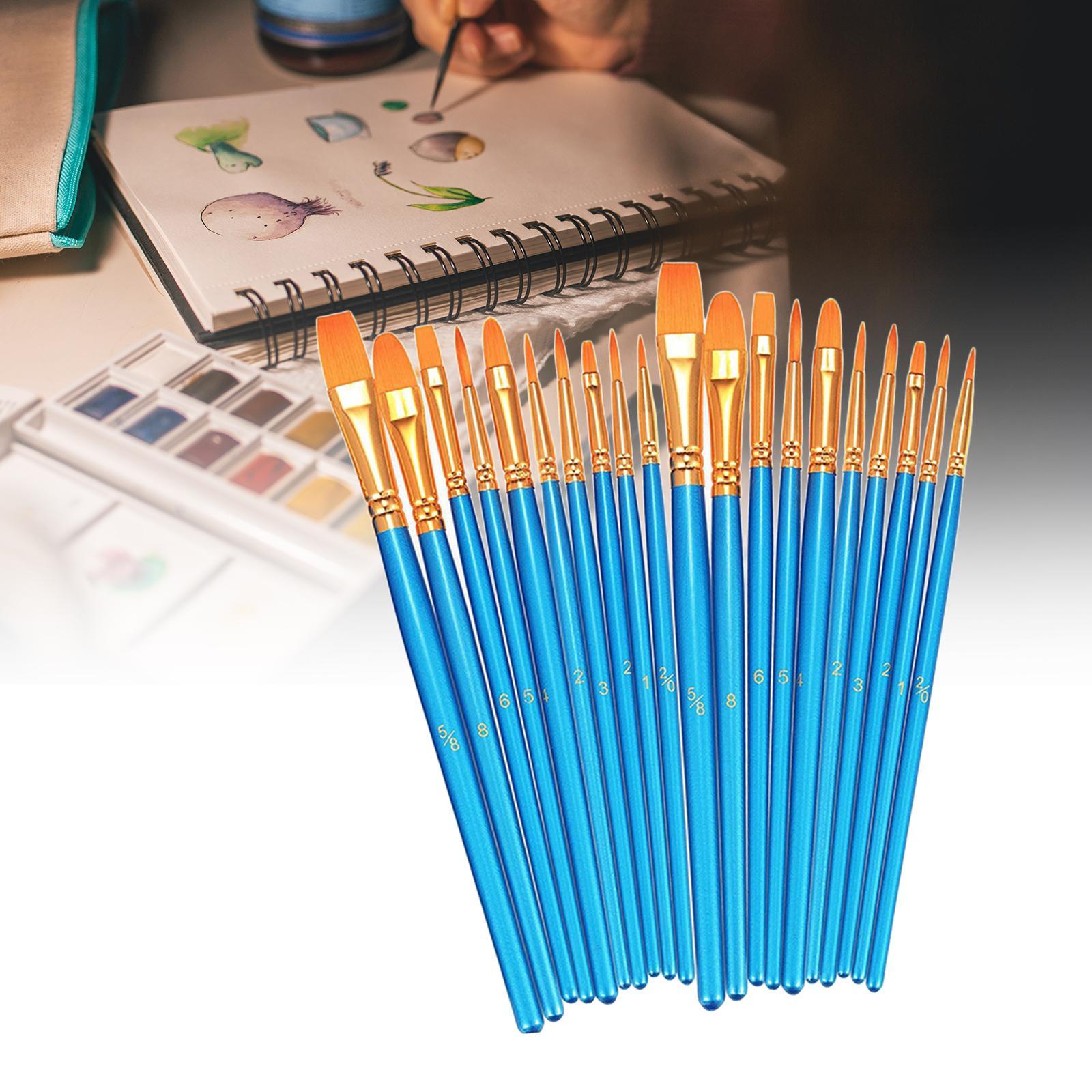 20x Paint Brush Pen Set Paintbrush Portable Professional Nylon Hair Flat Watercolor Oil Painting Brush Pen for Oil Body Face Painting Adults