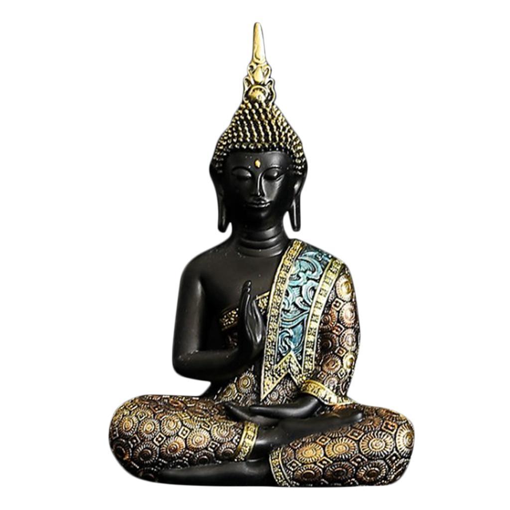 Thai Resin Buddha Meditating Statue Figurine Sculpture Ornaments  Office