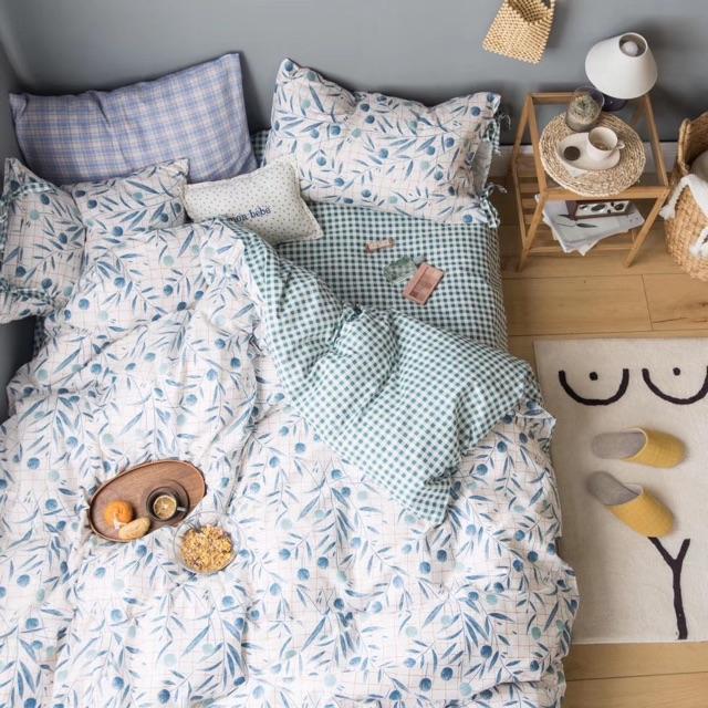 Set Cotton Hàn Quốc Dây Nơ Hàng Nhập Khẩu Cao Cấp 4 Món Quả Xanh