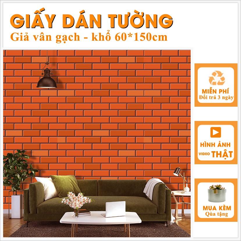 Giấy Dán Tường Giả Gạch Màu Ngói Mã  | Decal Dán Tường Trang Chí Chất Liệu Decal Dán Dễ Chùi Rửa Chống Nấm Mốc Bámẩn