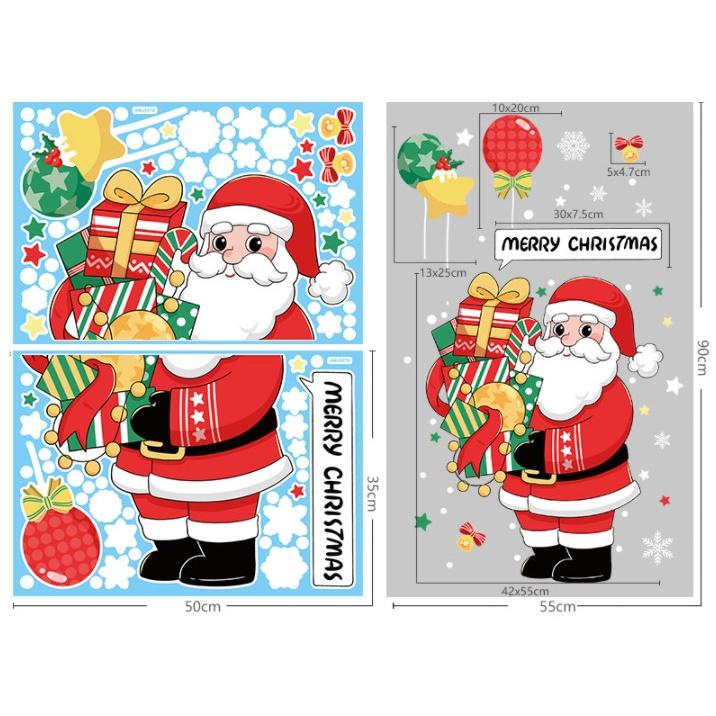 Decal trang trí Noel Hít Tĩnh Điện 2 mặt - ÔNG GIÀ NOEL SIZE LỚN 2 MẪU CHỌN LỰA
