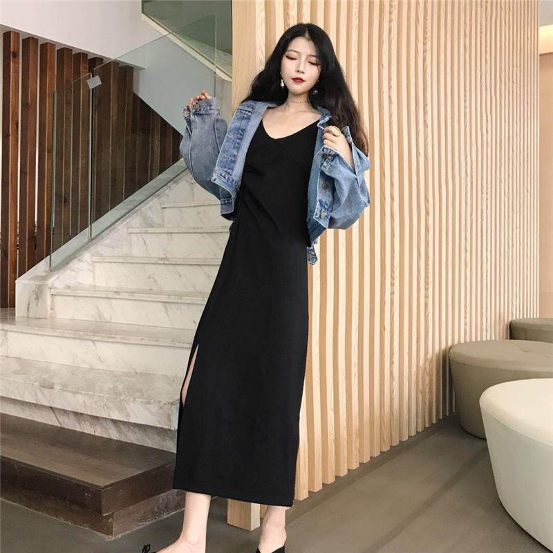 Váy Nữ, Đầm Nữ Cổ V Cách Điệu Dáng Dài Xẻ Tà Cực Xinh - Điệu Đà Sang Chảnh JD35
