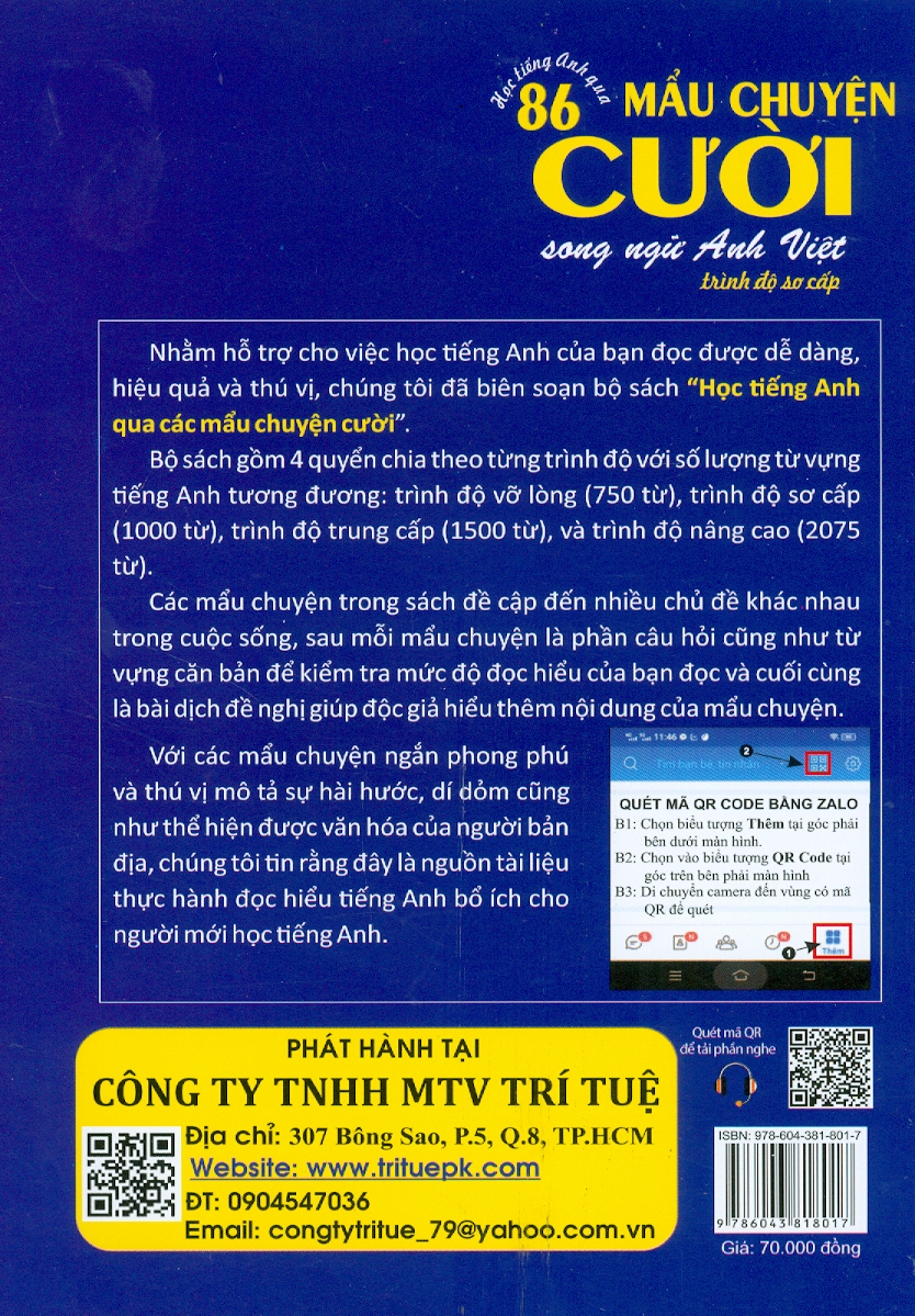 Học Tiếng Anh Qua 86 Mẩu Chuyện Cười Song Ngữ Anh - Việt: Trình Độ Sơ Cấp