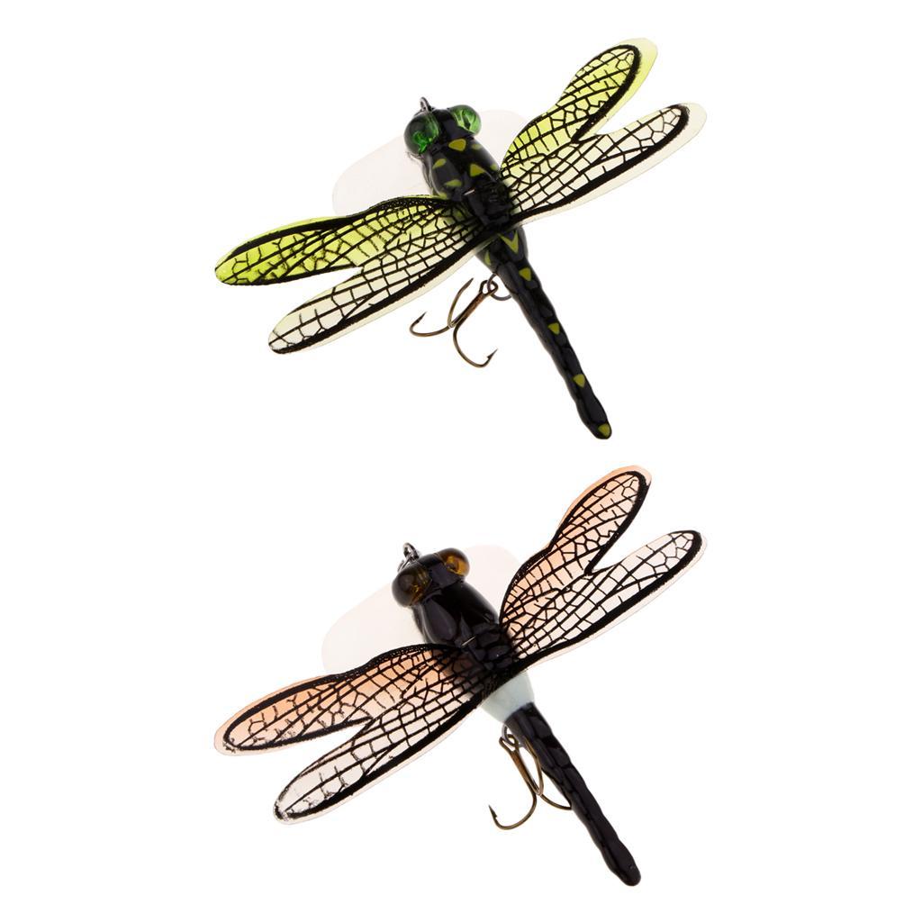 2 Pieces Dragonfly Fly Fishing Lures Floating Topwater Bait for Pike Bass