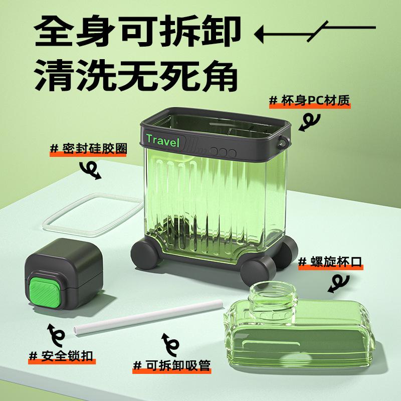 Giao Hàng Nhanh Mới Vali Phong Cách Cốc Nhựa Hoạt Hình Dễ Thương Sinh Viên Ống Hút Ngoài Trời Cốc Di Động Ngoài Trời Cốc Nước Bằng Nhựa