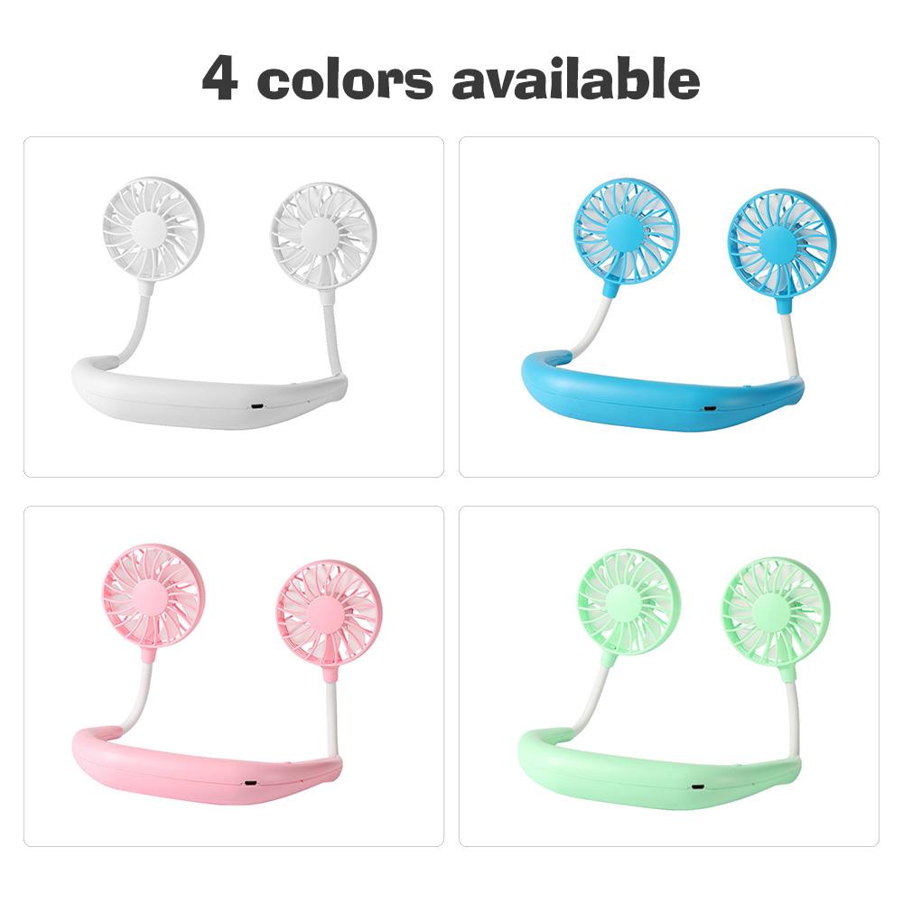 Quạt đeo cổ di động mini có thể xoay 360 độ có 3 chế đồ điều chỉnh tốc độ hỗ trợ USB