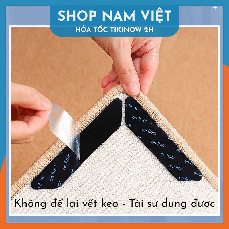 Set 4 Miếng Dán Thảm Silicon Siêu Dính, Tái Sử Dụng Nhiều Lần