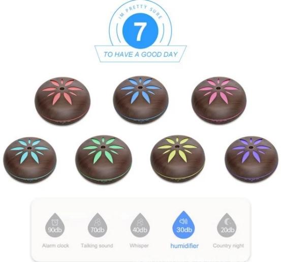 500Ml Sáng Tạo Cánh Hoa Máy Phun Sương Tạo Độ Ẩm 12W Siêu Âm Hương Thơm Khuếch Tán Hộ Gia Đình Không Khí Led 7 Màu Gradient Hơi