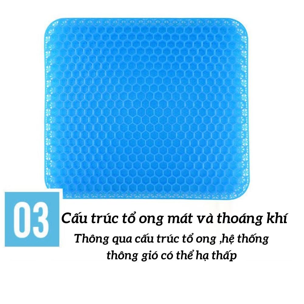 Đệm gel ngồi văn phòng , đệm gel ngồi xe hơi lưới 3D thoáng khí tuần hoàn máu TIME HOME