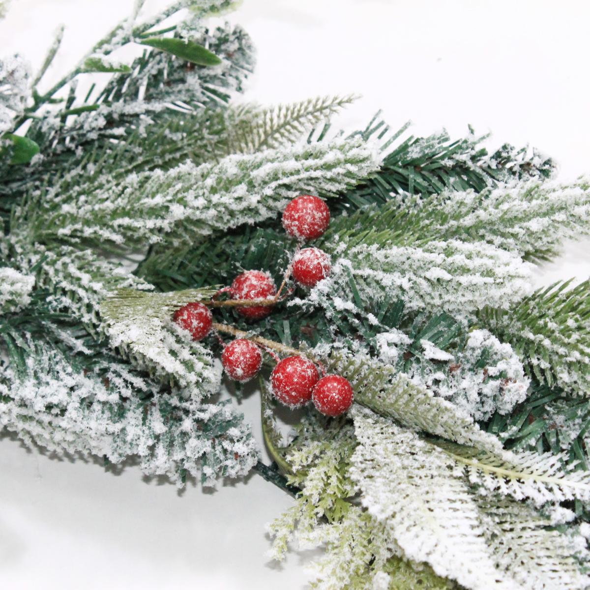 Vòng Hoa 5 Loại Lá Phủ Tuyết Trang Trí Giáng Sinh 60 cm - Chaang Chiia LP-W1-HS