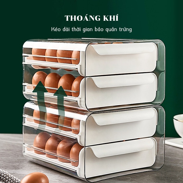 Khay Đựng Trứng 2 Tầng - Sức chứa lớn 32 Ô Tiện Dụng - Bảo Quản Trứng Hiệu Quả, Tiết Kiệm Diện Tích Tủ Lạnh