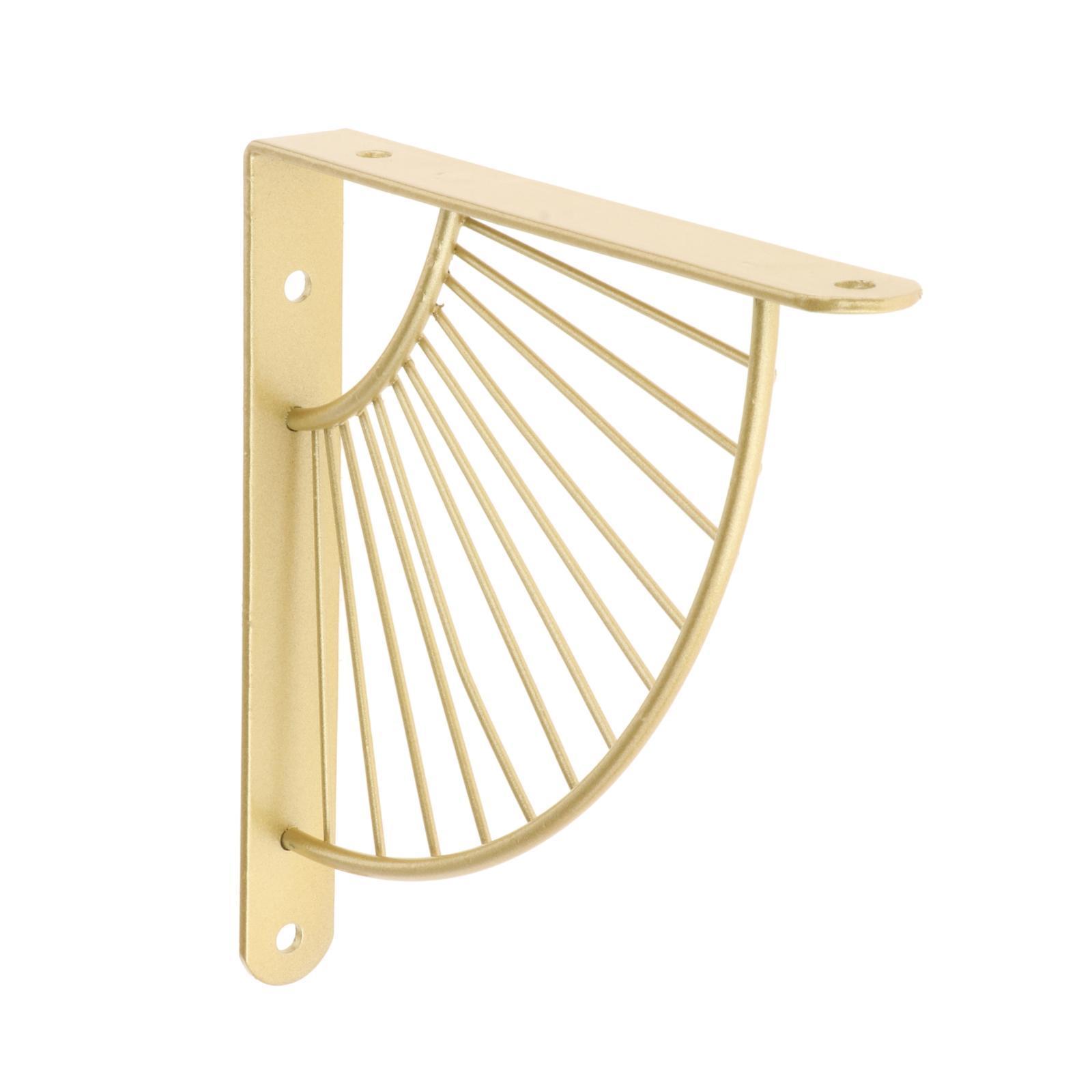 2X Shelf Bracket Decorative Fan-Shaped with Screws Home Bookshelf Golden 20cm