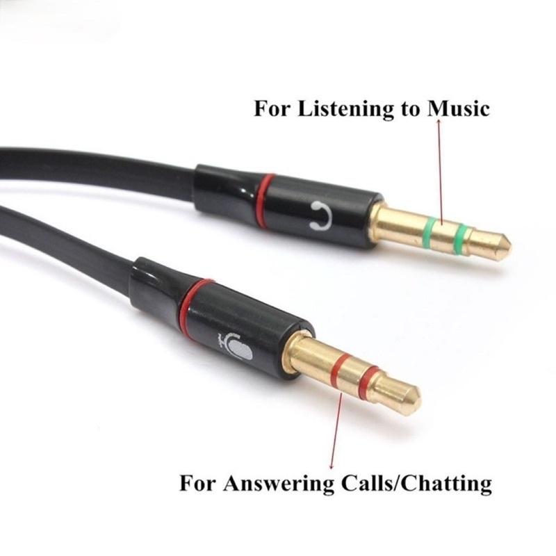 Cáp chuyển đổi tai nghe 3.5mm sang audio và mic - jack gộp tai nghe