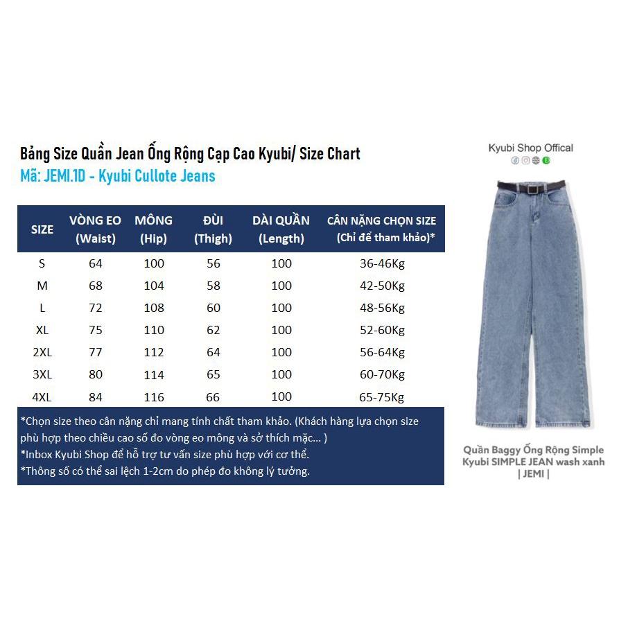 Quần jean nữ lưng cao dáng suông Ulzzang (Có Bigsize) - Quần jeans ống rộng suông cạp cao KYUBI BIGOES