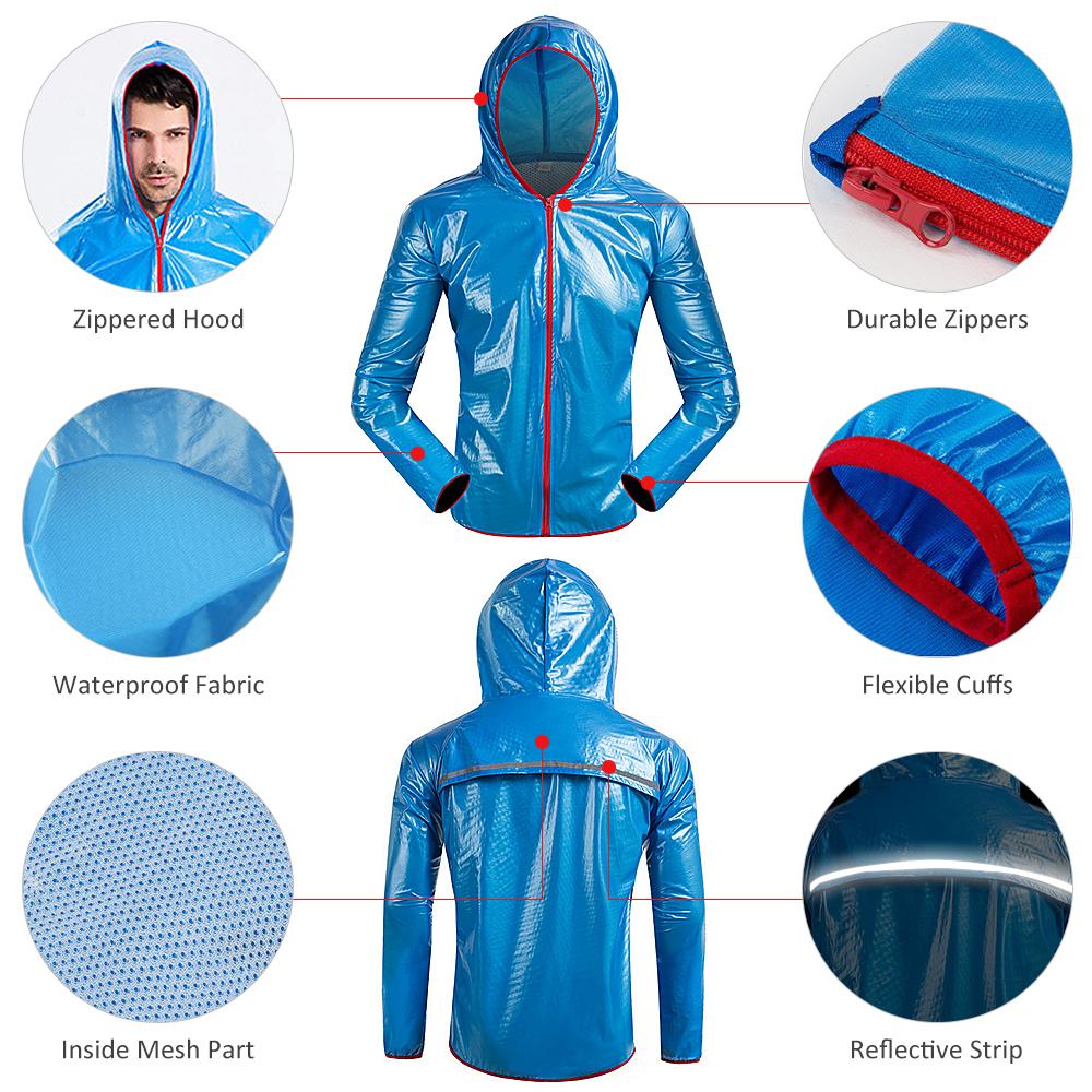 Quần áo mưa không thấm nước unisex phản chiếu có mũ trùm đầu để đi xe đạp đi cắm trại