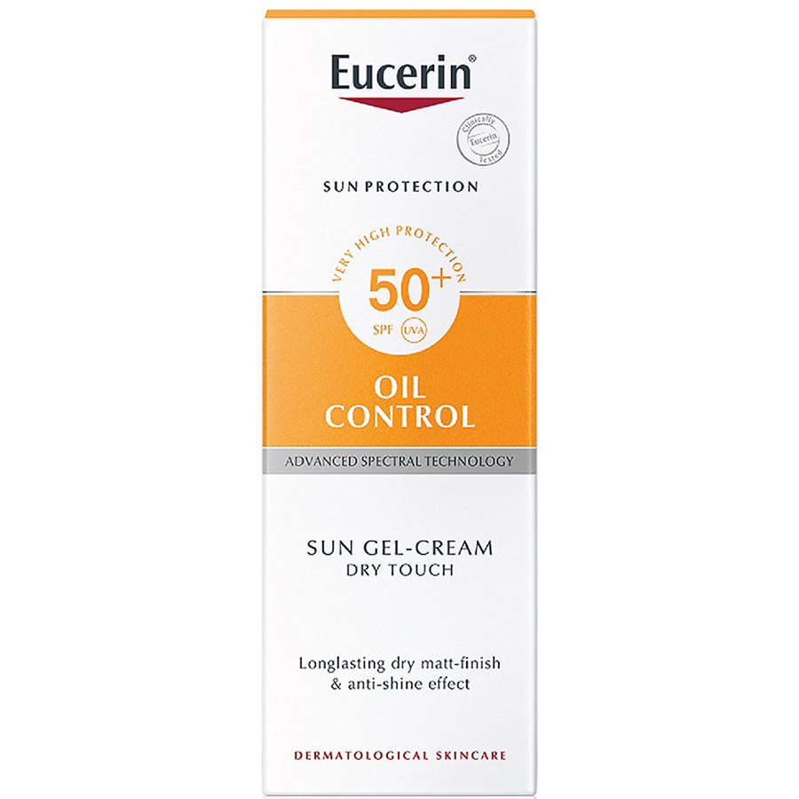 Combo Eucerin Kem Chống Nắng Da Nhờn Mụn Sun Gel-Cream Dry Touch Oil Control SPF50+ (50ml) &amp; Nước Tẩy Trang Cho Da Mụn (200ml)