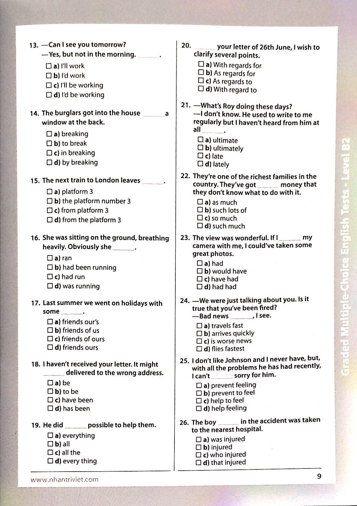 Graded Multiple - Choice English Test Level B2 (Không CD)