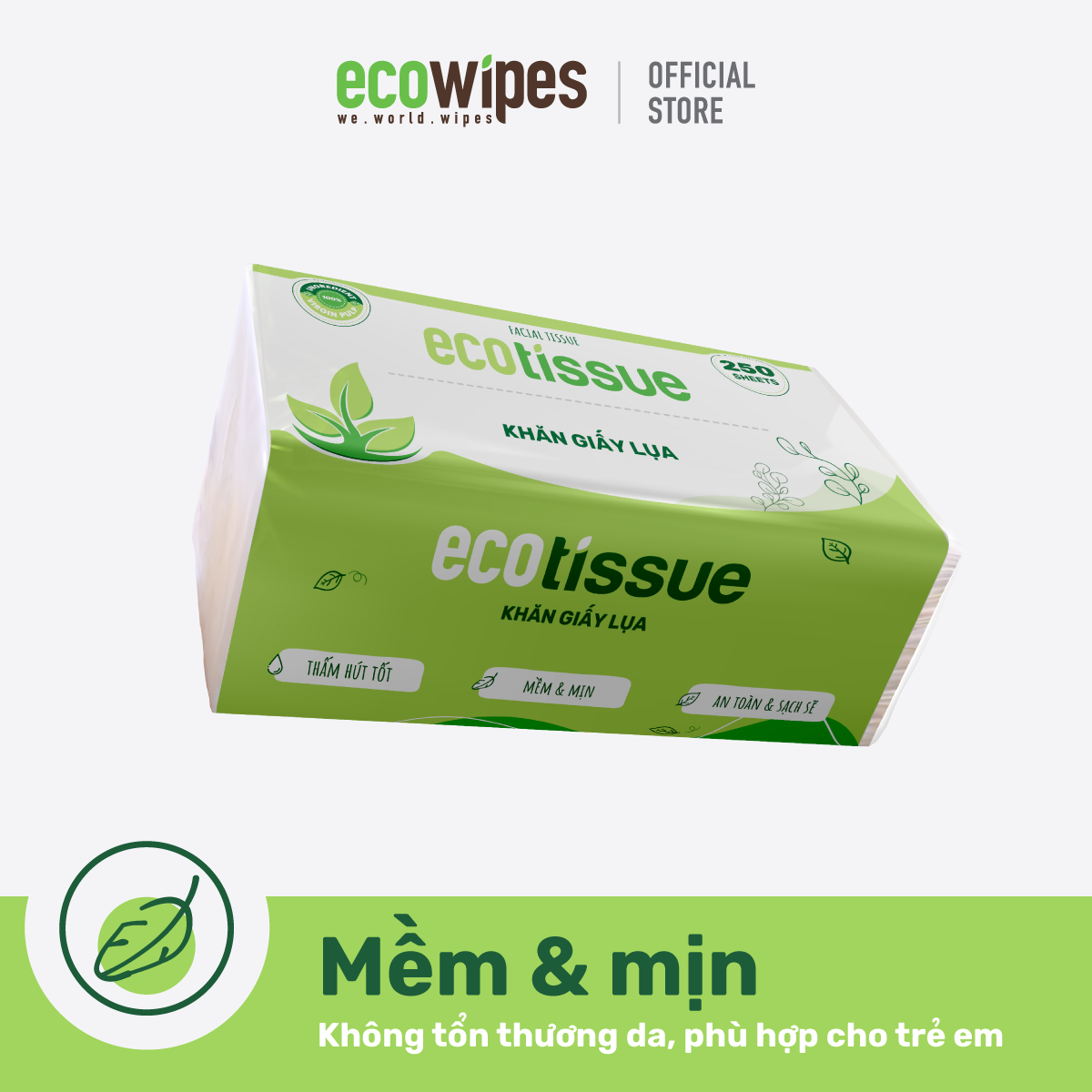 Combo 05 gói khăn giấy lụa khăn giấy ăn rút Ecotissue gói 250 tờ thấm hút tốt mềm mịn an toàn sạch sẽ