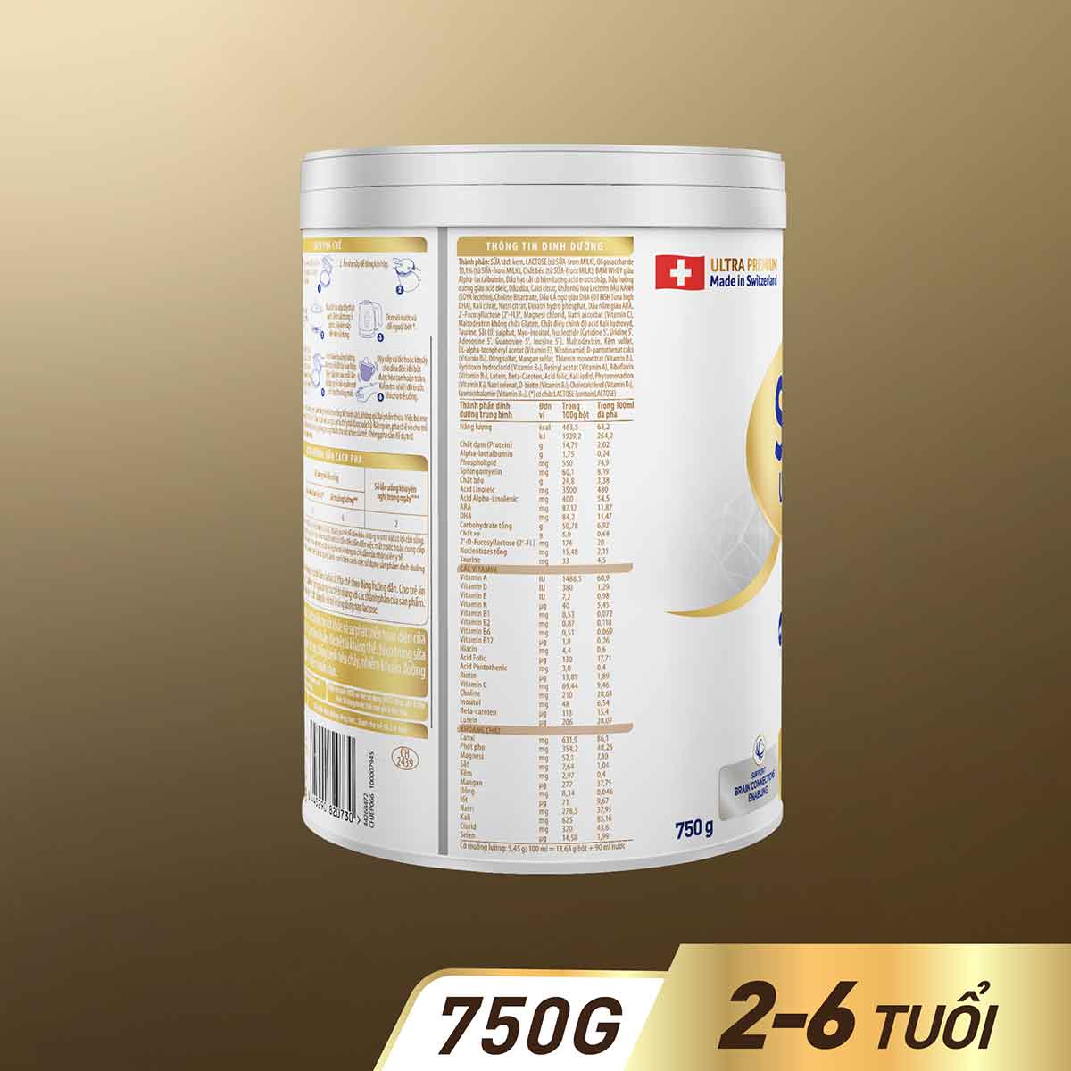 Sữa bột công thức S-26 ULTIMA 3 750G với hợp chất NUTRILEARN CONNECT giúp tăng tốc độ kết nối não bộ - Dành cho bé từ 2 - 6 tuổi - Tặng Bàn chải điện Happy Rabbit