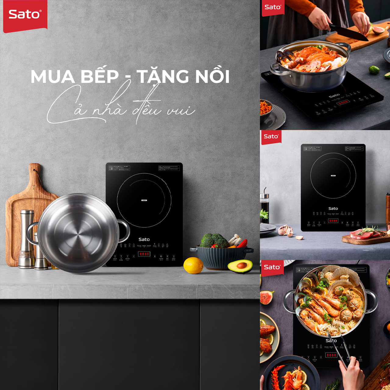 Bếp từ đơn Sato BT081 - Mặt kính cường lực cao cấp chống xước, chịu nhiệt lên tới 750 °C độ bền cao và an toàn tuyệt đối - Miễn phí vận chuyển toàn quốc - Hàng chính hãng