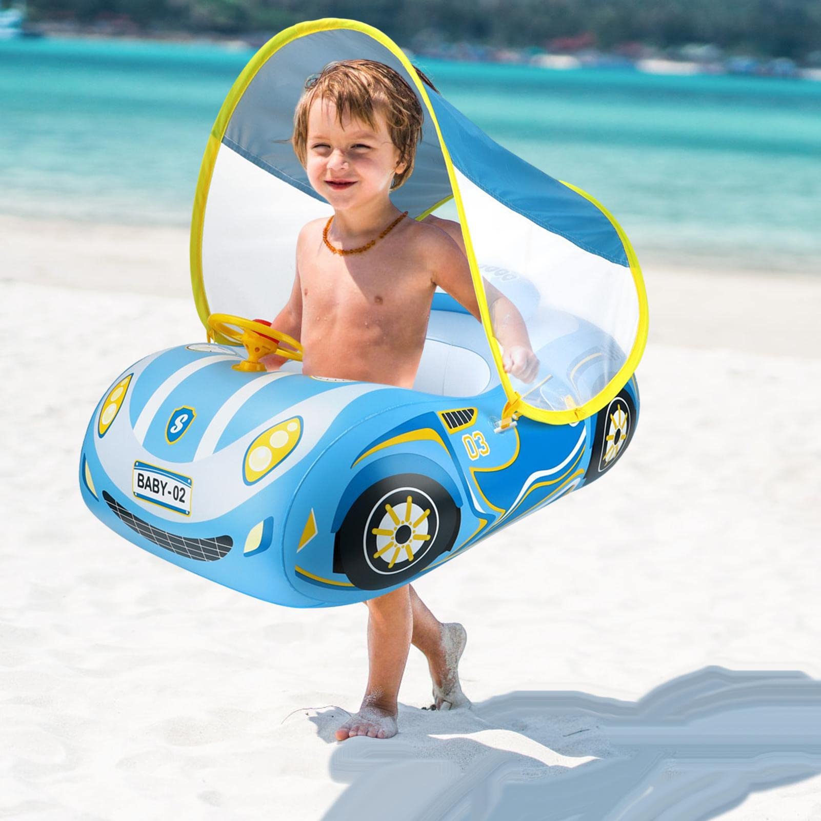 Phao bơi mô hình xe hơi có mái che Swimbobo Baby Swimming Float Ring Inflatable