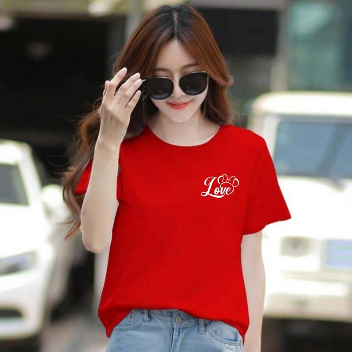 Áo thun nữ MXM cổ tròn form rộng in chữ Love thun cotton 4 chiều từ 45-60kg