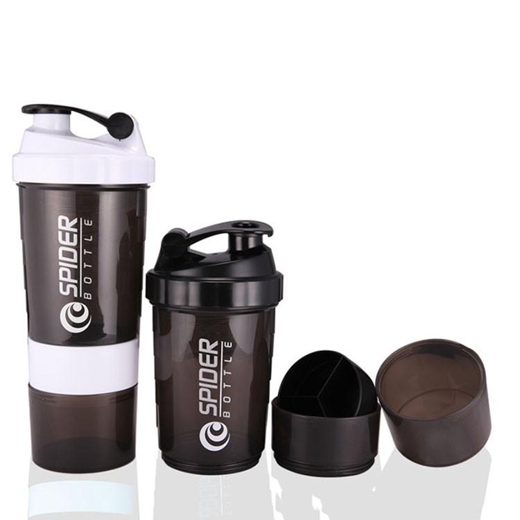 Bình nước thể thao - bình nước tập gym 3 ngăn 650ml
