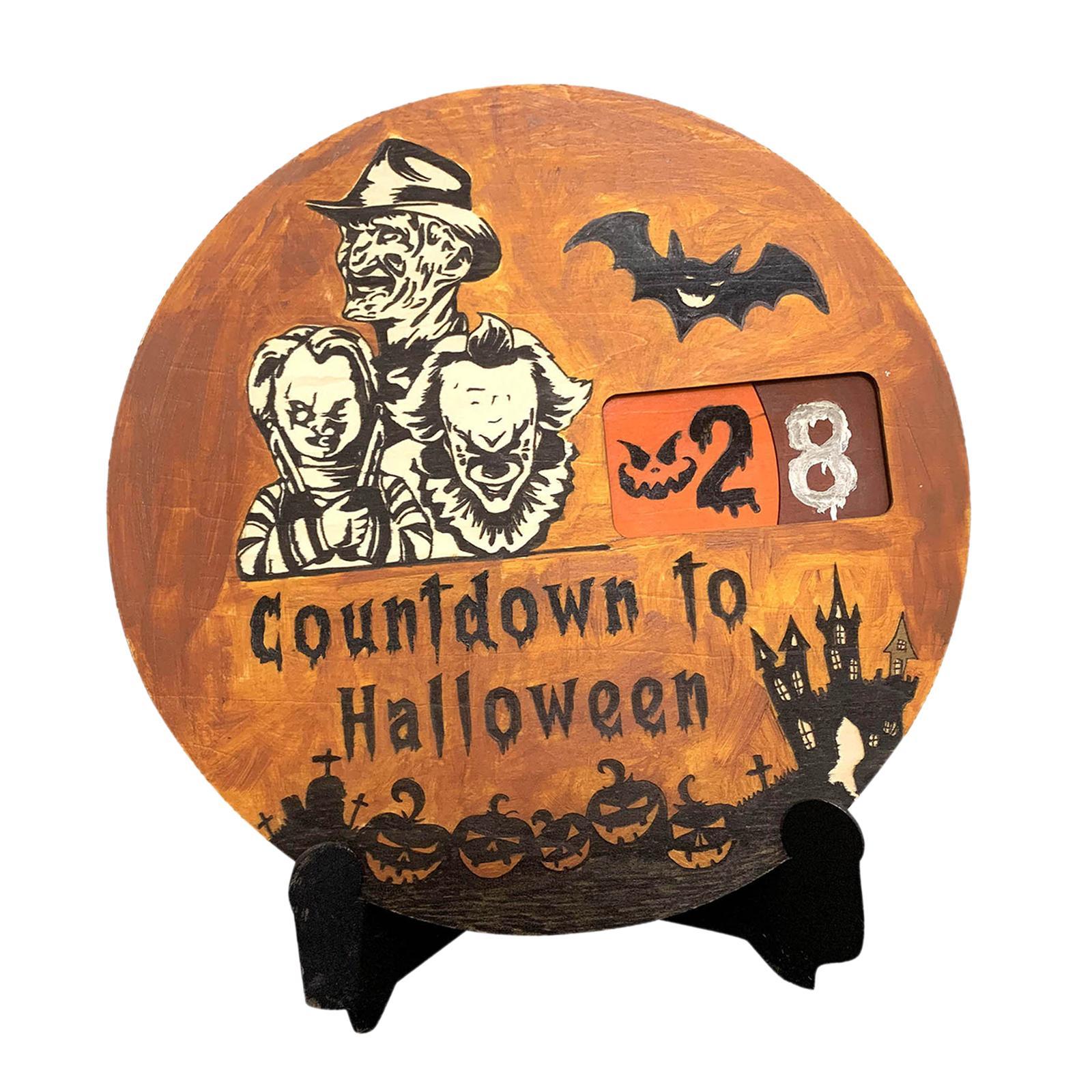Halloween Advent Calendar Round Movable Turntable, Holiday Pendants ,Festive Gift Decoration Ornament for Holiday Party Home