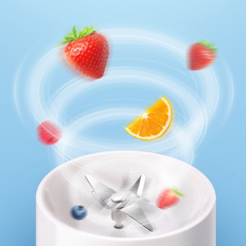 Máy Xay Sinh Tố Cầm Tay Mini, Máy Say Sinh Tố Fresh Juice Đa Năng Ép Trái Cây Hoa Quả 6 Lưỡi Dao Sạc Điện 350ml