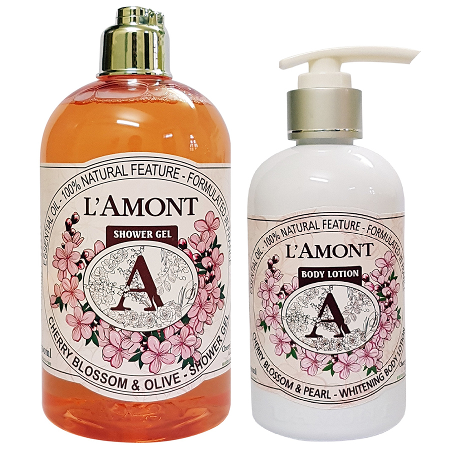 Combo Chăm Sóc Da Sữa Tắm (500ml) Và Sữa Dưỡng Thể (250ml) L'amont En Provence Cherry Blossom