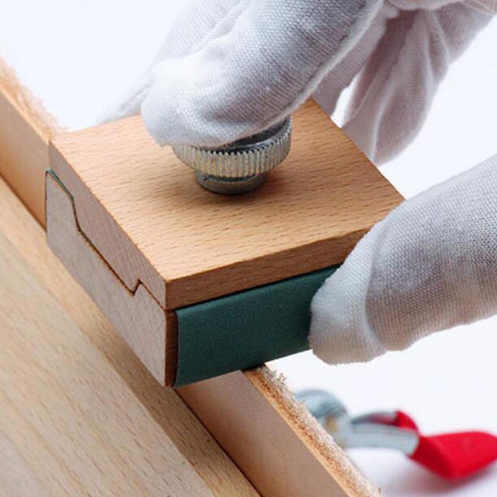 Wooden Sandpaper Block Leather Polishing Tool for Belt Saddle Style 1