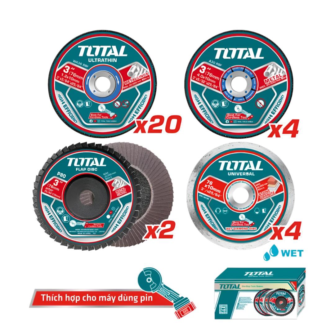BỘ 30 ĐĨA CẮT VÀ MÀI 76MM TOTAL TAC97630 - HÀNG CHÍNH HÃNG