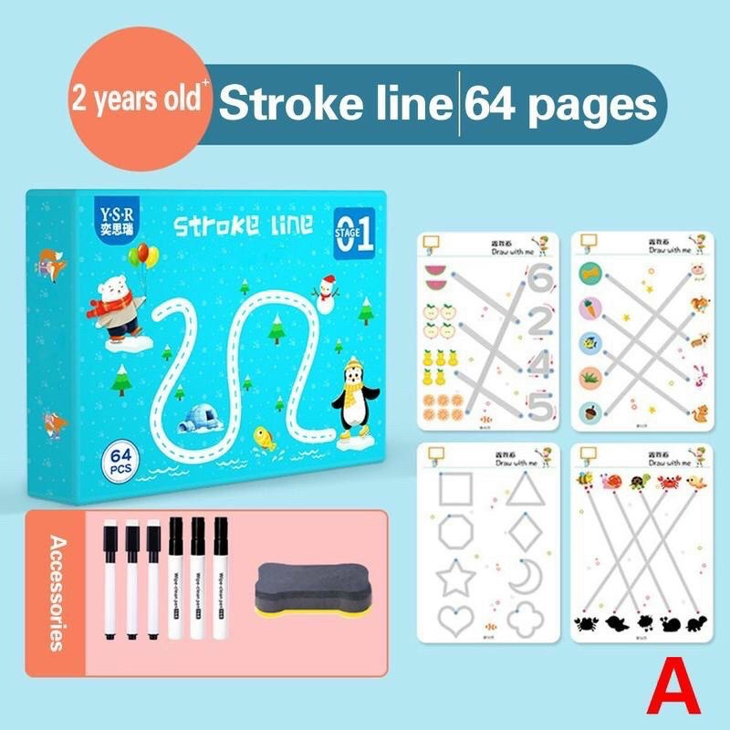 Stroke line dot to dot tặng kèm 6 bút + 1 miếng xóa