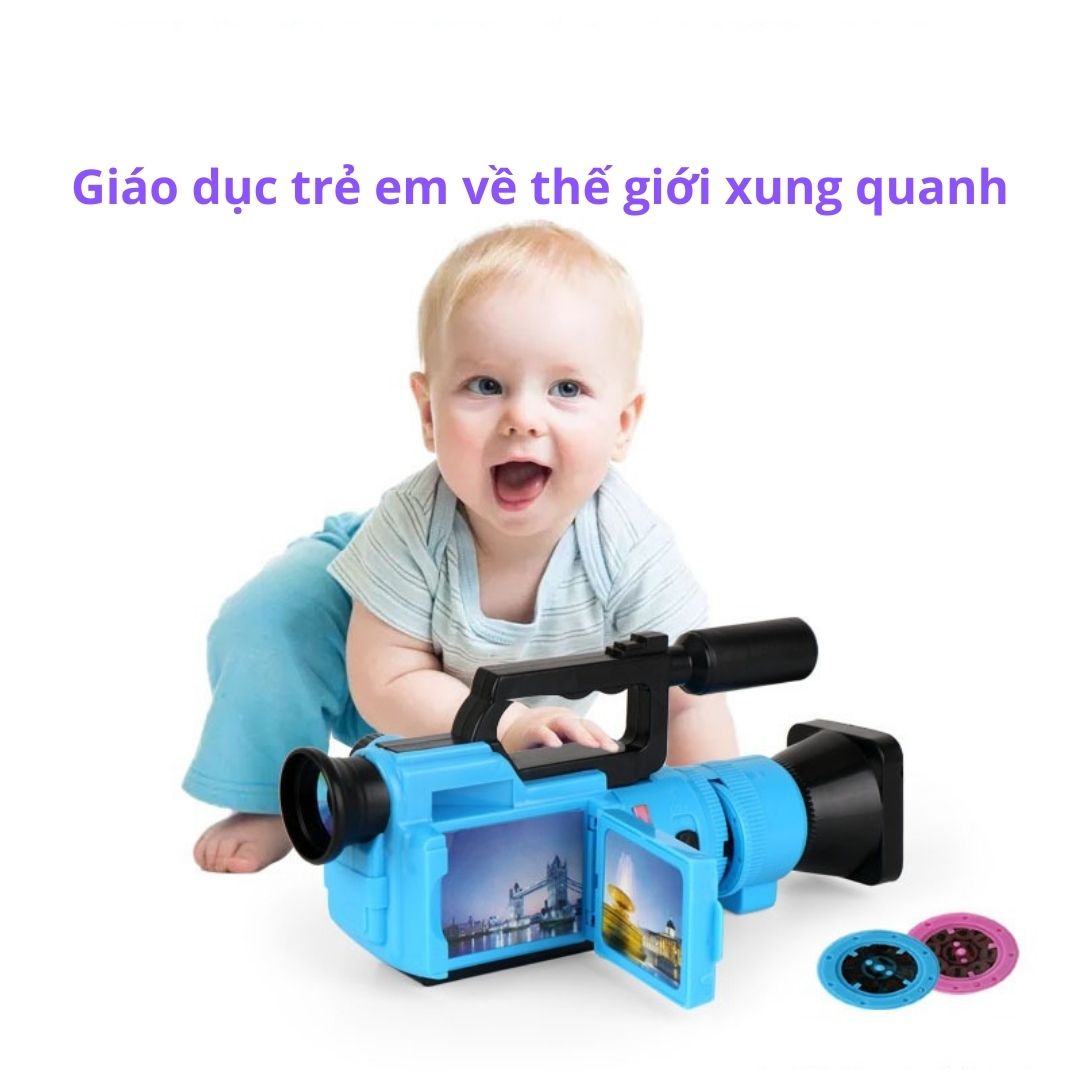 Đồ chơi máy ảnh, máy quay video có nhạc có thể làm đèn pin Mô phỏng thực tế giúp bé phát triển trí tuê