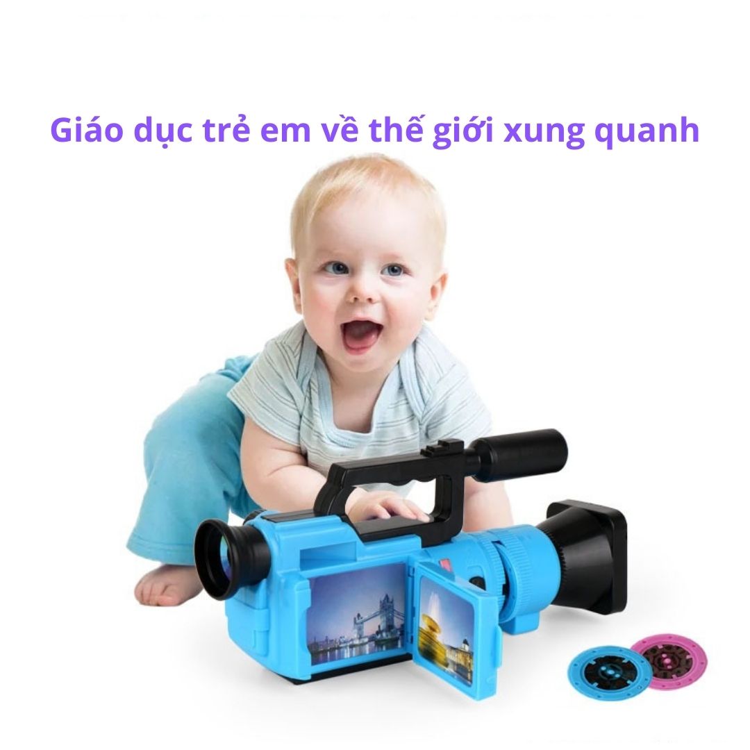 Đồ chơi máy ảnh, máy quay video có nhạc có thể làm đèn pin Mô phỏng thực tế giúp bé phát triển trí tuê