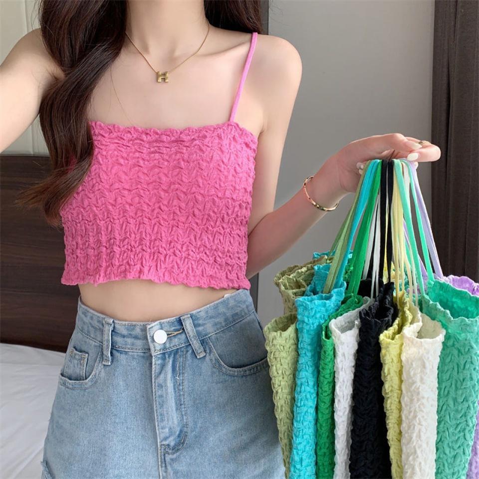 Áo hai dây nhún nữ 2 dây hở lưng cao cấp kiểu sợi bún Hàn Quốc vải cotton đẹp freesize