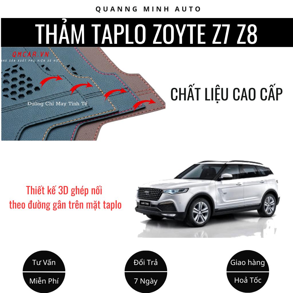 Thảm Taplo Ô Tô, Thảm Taplo Zoyte Z7 Z8 Da Pu Nappa Được Thiết Kế 3D Ghép Nối Cao Cấp