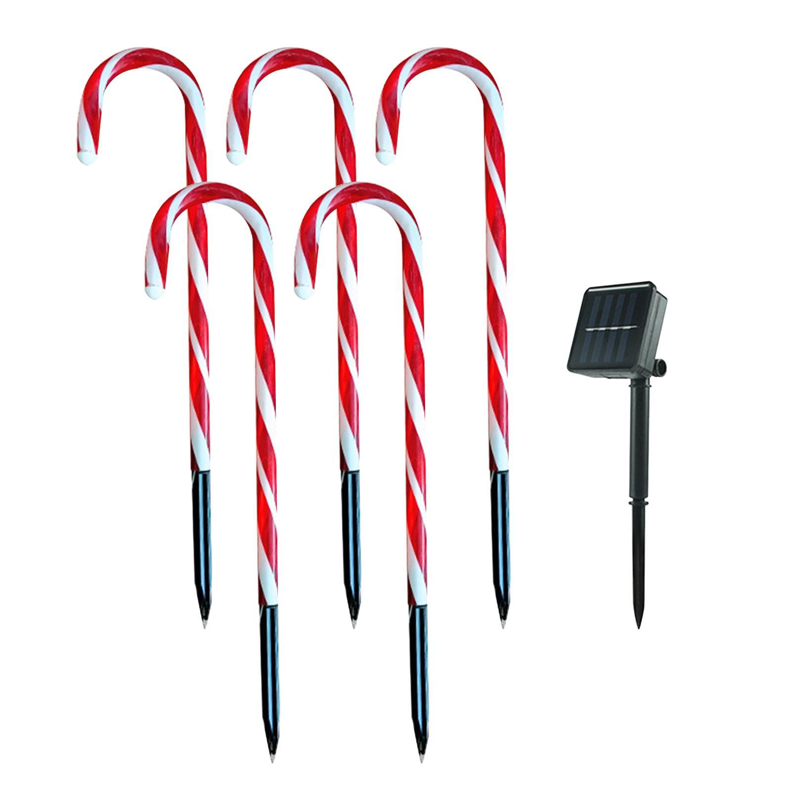 Christmas LED Lamps Candy Cane Solar Operated Lights for Holiday Patio