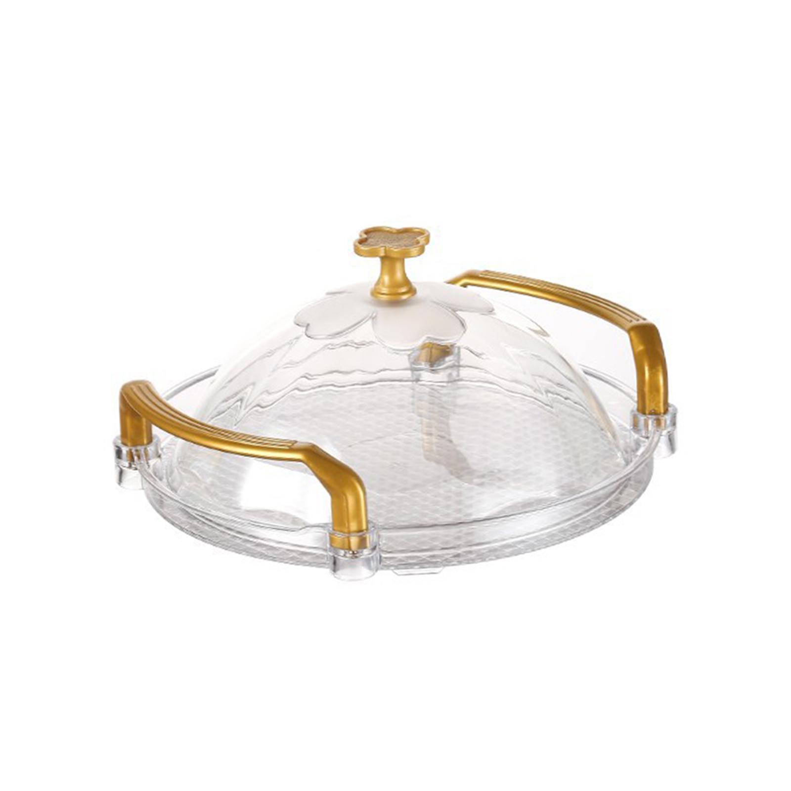 Cake Stand with Cover Round Serving Tray with Handle Dessert Snack Tray Countertop Organizer Transparent for Tea Breakfast