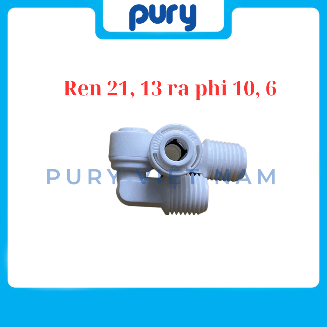Cút góc nối nhanh ren 21, 13 ra phi 10, 6 máy lọc nước