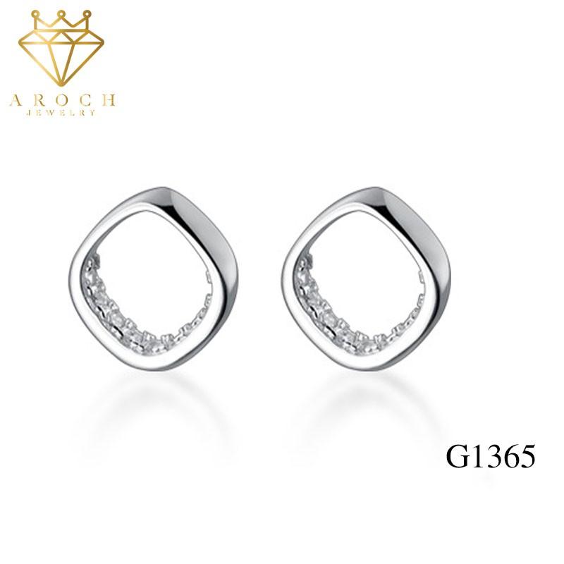 Khuyên tai bạc Ý s925 vuông hình học cá tính G1365 - AROCH Jewelry