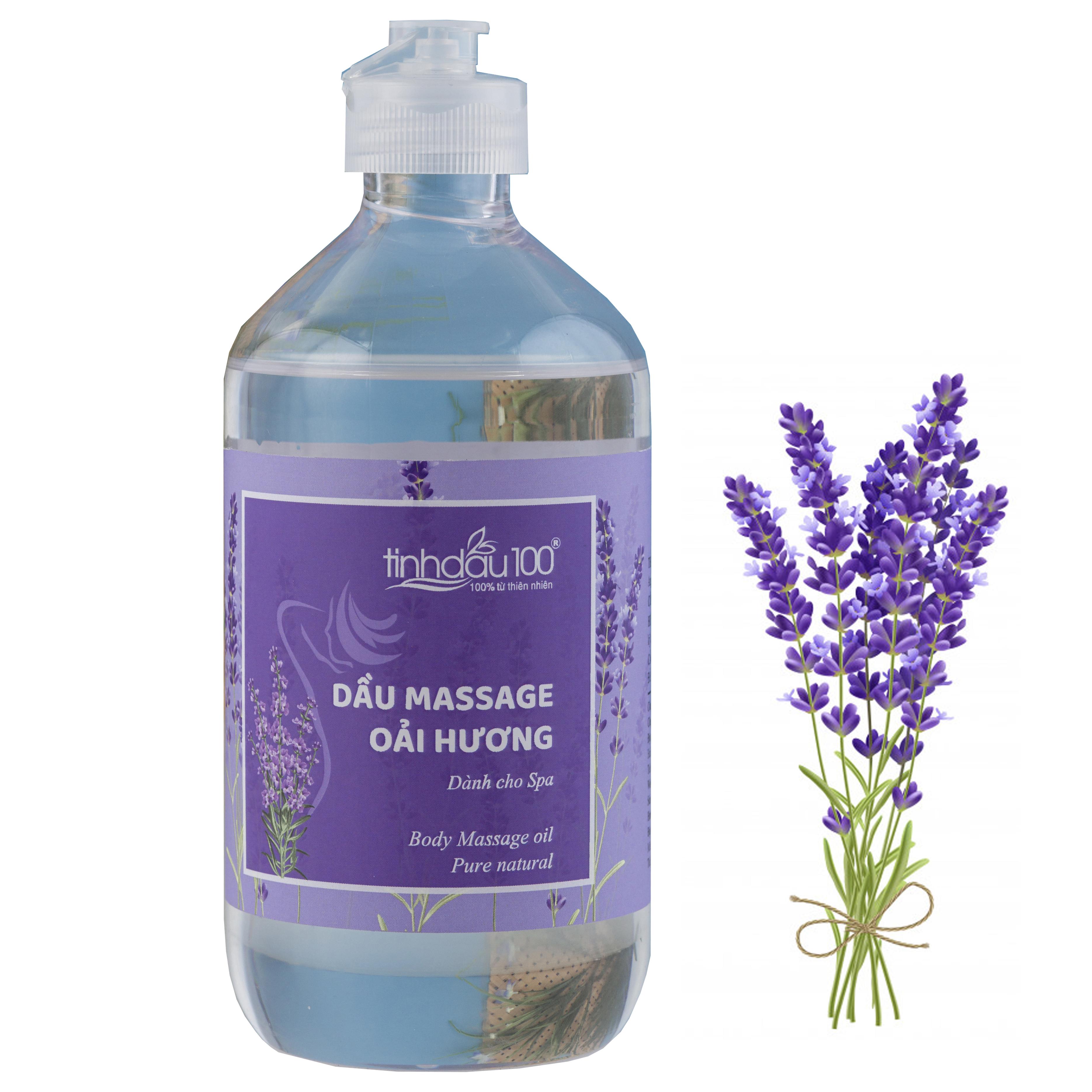 Dầu massage oải hương dành cho spa và Gia Đình - Hương thơm thư giãn - chai 500ml