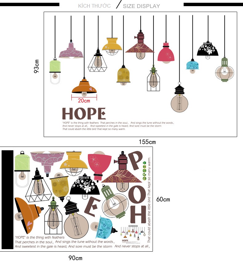 Decal dán tường Đèn treo 6 AmyShop DKN080