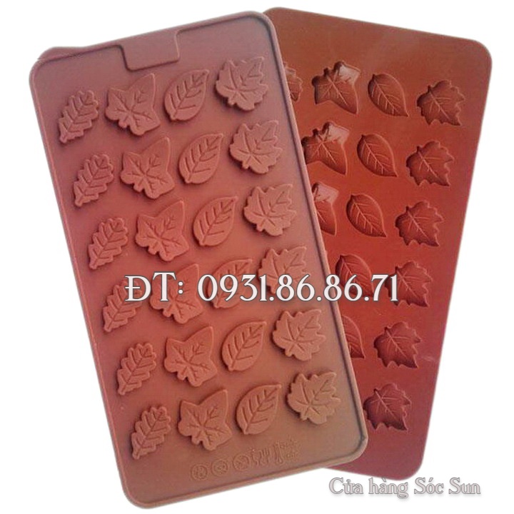 Khuôn silicon 24 chiếc lá hoa hồng – Mã số 1448