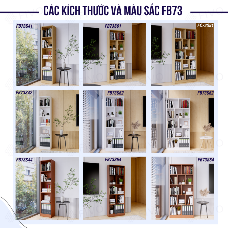 Kệ Sách Gỗ Đứng Đa Tầng Màu Trắng FB73 FIVO, Gỗ Chống Ẩm Cao Cấp, Diện Tích Rộng Rãi Để Sách A4, Các Tập Hồ Sơ Lớn