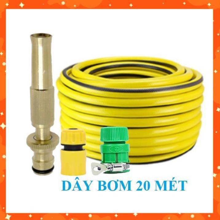 Bộ dây vòi xịt nước rửa xe, tưới cây . tăng áp 3 lần, loại 20m 206587 cút sập, nối PE