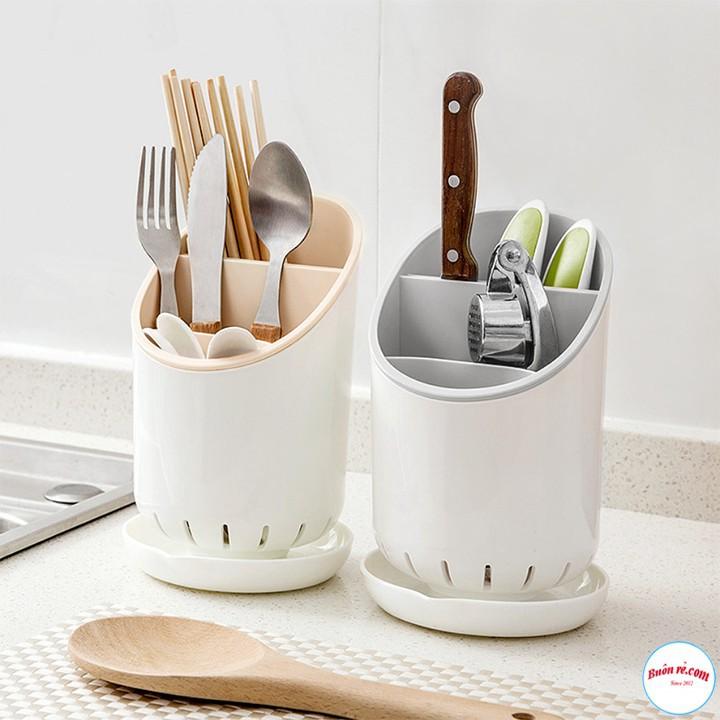 Combo 2 Ống, Khay Đựng Đũa, Muỗng, Thìa, Dĩa… Bằng Nhựa Cao Cấp Có Đế Hứng Nước